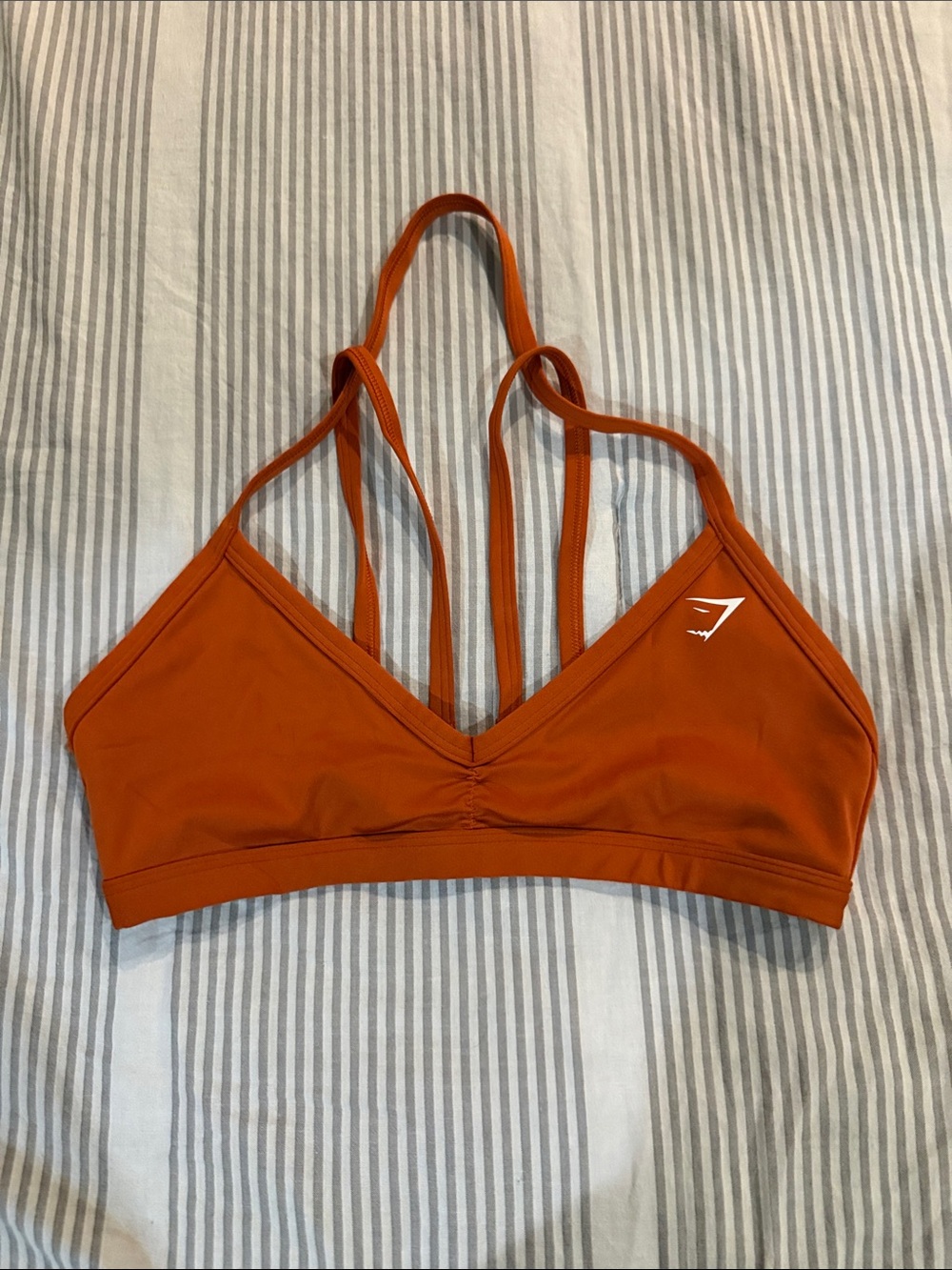 Gymshark Strappy V-Neck Sports Bra in Rust Orange